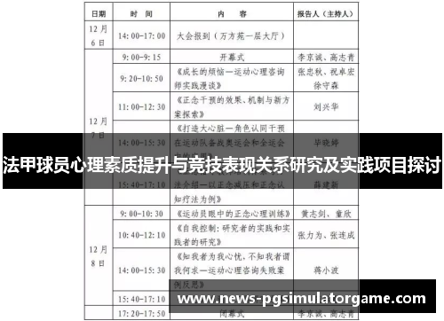 法甲球员心理素质提升与竞技表现关系研究及实践项目探讨