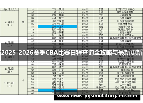 2025-2026赛季CBA比赛日程查询全攻略与最新更新