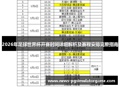 2026年足球世界杯开赛时间详细解析及赛程安排完整指南
