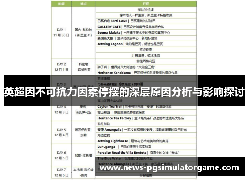 英超因不可抗力因素停摆的深层原因分析与影响探讨 英超因不可抗力因素停摆的深层原因分析与影响探讨